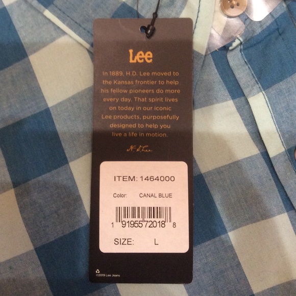 Men’s Lee Regular Fit Button Down Shirt Blue L NWT - Picture 5 of 5
